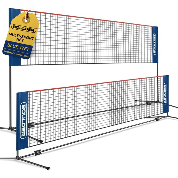 BOULDER Portable Badminton Pickleball Net - Foldable / Extendable Poles