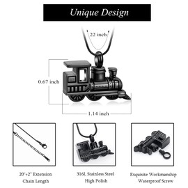 zeqingjw Cremation Jewelry for Ashes Mini Train Urns Necklace Ashes Pendant for Pets/Human Memorial Keepsake Jewelry, Stainless Steel, stainless steel