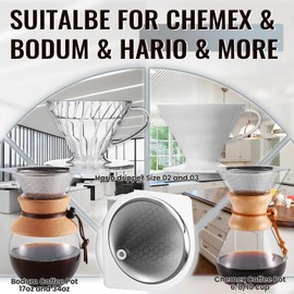 HAPYHOOM Coffee Filters Perfect Compatible for Chemex 6,8,10 Cup Glass Coffeemaker,Suitable for Bodum & Hario V60,Reusable Stainless Steel Coffee Dipper -Best Coffee Maker and Bar Accessories