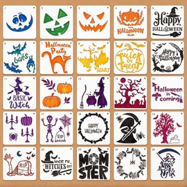 25Pcs Halloween Stencils for Painting, Pumpkin Stencils 6×6 Inch