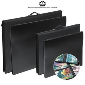 Picturesque Pro Presentation Case- Professional Art Portfolio Folder for Artwork up to 18x24- Vegan Leather Zippered Case, Archival Storage Solution w/Removable Spiral-Bound Book of 20 Clear Sleeves