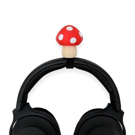 BeamTeam3D Mushrooms for Headphones - Small Fungi Horn Headphone Attachment in Various Colors with Self Fastener - Cosplay Ears for Gamers and Streamers (Red wih White Spots)