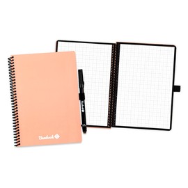 BAMBOOK Colourful Notebook - Pink - Soft Cover - A5 - Chequered, Reusable Notebook, Notepad, Reusable Notebook