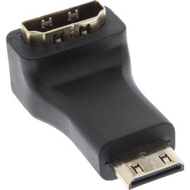 InLine 17690K HDMI Adapter, HDMI A Buchse auf Mini HDMI C Stecker, gewinkelt, 4K2K kompatibel, vergoldete Kontakte