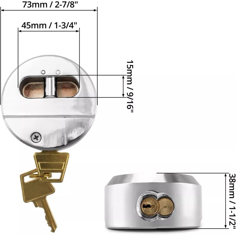 Kuahome 3 Pcs Keyed Alike Lock Hidden Shackle Lock Puck