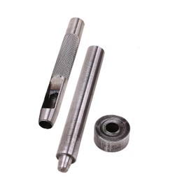 Trimming Shop 8mm Hollow Hole Punch 3pcs Hand Tool Set, Setter Base, Punch, and Eyelet Grommet Fixing Tool Durable Craft Essential for DIY Leathercraft, Handbag, Shoes, Clothing Repair, Scrapbooking