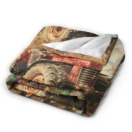Farm Truck Blanket Retro Truck Throw Blanket Truck Stuff Merch Cozy Print Flannel Fleece Soft Plush Fuzzy Warm Lightweight Bedding Truck Gifts for Women Girls Men Kids 50"X40"