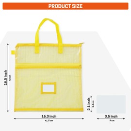 GNEGNI LIFE Sewing Project Bag, 1 PCS Craft Bag Organizer Tote with Double Pocket Handles 16.14 x 16.14 inch Mesh Art Supply Bag for Sew, Quilting, Knitting, Embroidery Projects