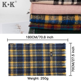 Tartan Scarfs for Women - Plaid Blanket Winter Scarf Fashion Long Shawl Thick Warm Knit Large Scarf with Tassel