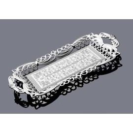Turkish Tea Coffee Serving Tray with Handles Ottoman Decorative (Silver)