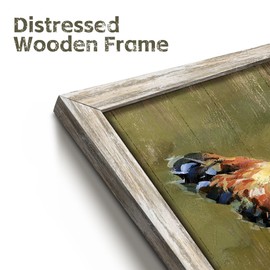 Farmhouse Wall Art Chicken Picture: Rustic Farm Animal Wooden Framed Artwork Decor Kitchen Country Print Chickens Hen Artwork for Bedroom Living Room Home 16 x 16 Inches