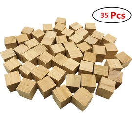 Fycooler Small Wooden Cubes Wood Carving Kit - Wood Cubes Blocks -Natural Unfinished Pine Wood Blocks - Kids Educational Cubes for DIY,Art&Crafts,Puzzles,Numbers- 35pcs- 3x3x3cm/1.18 x1.18 x1.18 inch
