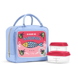 Fit & Fresh Bloomington Lunch Bag for Women - Insulated Large Lunch Box for Work with Containers, Leak-Resistant, Stain-Resistant, Zipper Closure, Rose Sardines