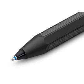 Kaweco AC Sport Ballpoint Pen Black I Business Ballpoint Pen Made of High-Quality Aluminium Finished with Carbon I Elegant Pocket Ballpoint Pen with Heart Curve Mechanism in Black I Retractable