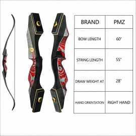 PMZ Archery 60" Adjustable 20-60lb Takedown Hunting Bow, Precise and Powerful, Perfect for Beginners and Experienced ArchersColor: Black 40lbs