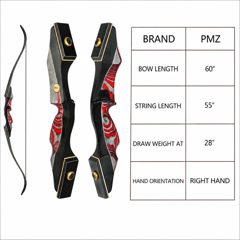 PMZ Archery 60" Adjustable 20-60lb Takedown Hunting Bow, Precise and