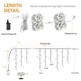 BAIRAYEN Smart Christmas Icicle Lights,66 FT 598 LED RGB Outdoor Icicle Light for 2 Pack, APP,Music Sync,Timer for Home Holiday Eaves Yard Party Decoration