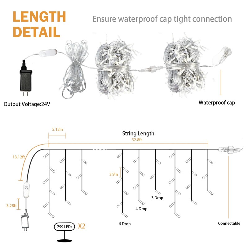 BAIRAYEN Smart Christmas Icicle Lights,66 FT 598 LED RGB Outdoor