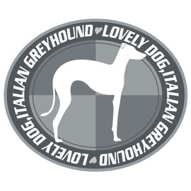 Lovely Dog Italian Greyhound Silhouette Dog Sticker Grey Back Oval Large MK-3