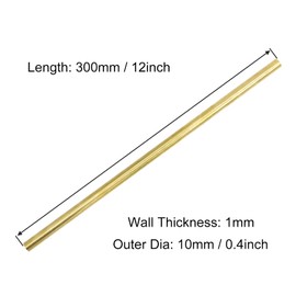 VictorsHome Brass Round Tube, 10mm OD 1mm Wall Thickness 300mm Length Metal Seamless Straight Tubing for DIY Crafts Model 3pcs