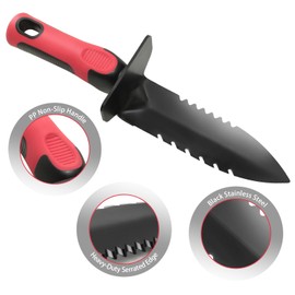 Metal Detecting Shovel with Carry Sheath, Heavy Duty Double Serrated Edge Metal Detector Digging Tool, Digger Trowel with Non-Slip Handle, for Metal Detection Gardening