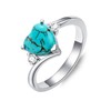 DOLIOX Genuine Turquoise Heart Rings for Women 925 Sterling Silver
