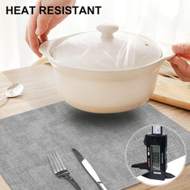 homing Faux Leather Heat Resistant Placemats Set of 12 – Waterproof Wipeable Dining PU Place Mats for Indoor & Outdoor, Easy to Clean - Light Grey