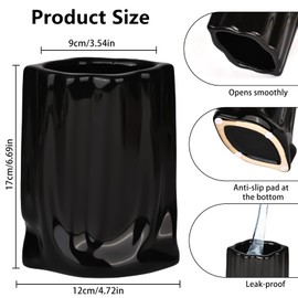 bssmmai Vases Made of Black Ceramic, Small Vase 18 cm for Modern Living Room Decoration, Flower Vase for Tulips, Ceramic Vase, Rustic Table Decoration, Black