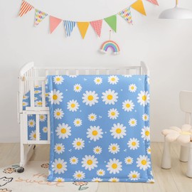 Datura Home 3pcs Nursery Crib Bedding Set with Comforter, Crib Sheet & Crib Skirt, Watercolor Butterfly Printed Nursery Bedding for Baby Boys and Girls