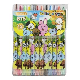 J.H. Company Set 12 Crayolas Giratorias Kawaii Colores Bts Bt21 C173-485