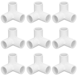 10 pieces 3-way corner bends, 3-way DN20 PVC pipe fittings, wall elbows, right angle plastic corner connectors, 1 inch inner diameter, for water pipes, furniture DIY, greenhouse connections (white)