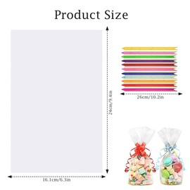 Luoqun88 100Pcs Cellophane Bags, 6x10 inch Clear Flat Treat Bags Cookie Bags With 100Pcs Colorful Pull Bows, Clear Gift Bags For Food Storage, Flat Sweet Bags For Gifts On Special Occasions
