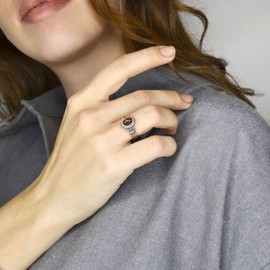 Sterling Silver and Baltic Honey Amber Gothic Style Ring size: 6