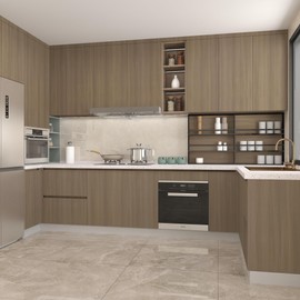 BAYYA Light Brown Wood Grain Contact Paper Walnute Wallpaper Peel and Stick Countertops Tan Grey Waterproof Self Adhesive Thick 15.75"x354" Wooden Wall Paper Vinyl Wrap Cabinet Covers for Kitchen