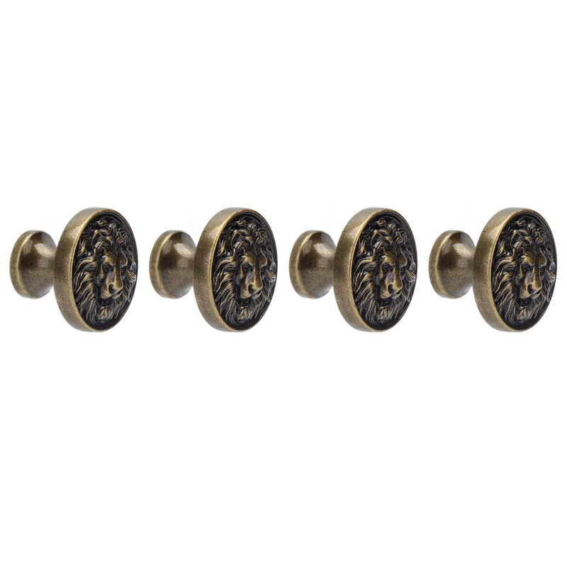 4Set Lion Head Zinc Alloy Cabinet Door Handle Modern Antique