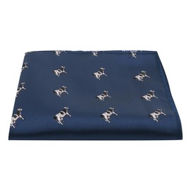 King & Priory Navy Blue Embroidered Cow Pocket Square, Handkerchief