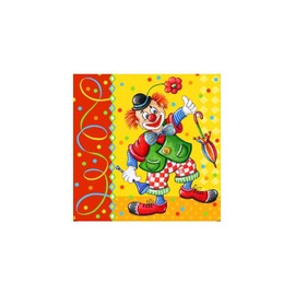 Serviette "Clown" - 3-lagig - 33 x 33 cm - 1/4-falz - 20 Stück/Paket