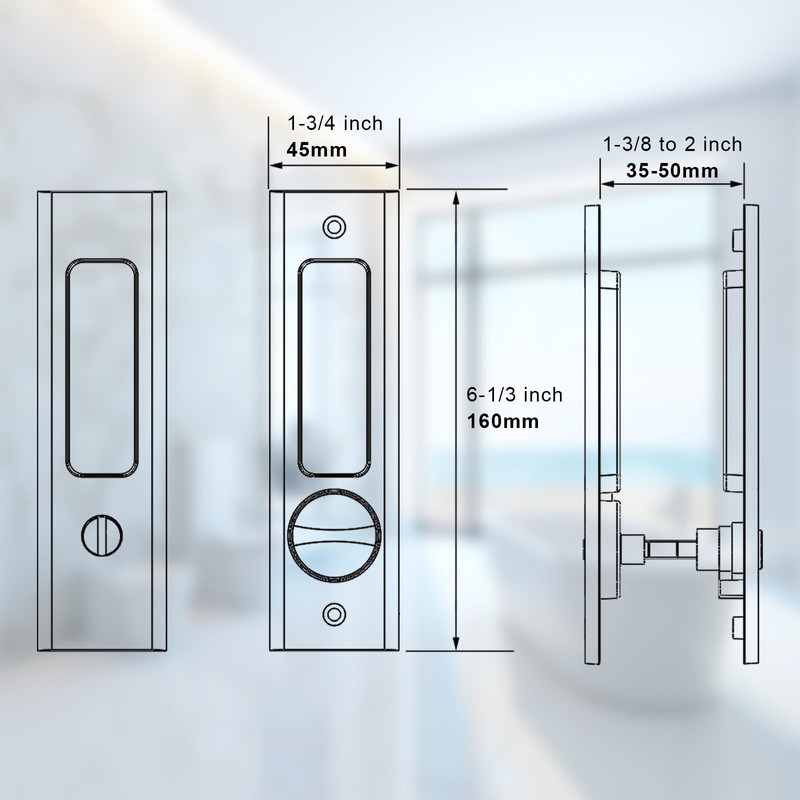 NCL Sliding Door Handle for Bath, Black Barn Door Flush