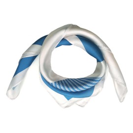 SeaBright TC-S-BH-2405-53-4 Women's Silk Scarf Bandana 100% Silk Satin 13 Momme Square 53 x 53 cm Geometric Blue Light Blue Sky Blue White, Blue, light blue, sky blue, white