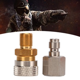 Quick Disconnect Connector, Set of 2 Universal 1 8 BSPP Stainless Steel Plug Adapter, Female Thread Plug and Socket with Sealing Gasket for PCP Paintball Charging Fittings