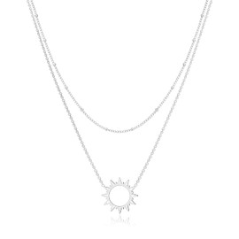 KristLand Gold Plated Titanium Steel Necklace Sun Pendant Necklace with Adjustable Chain Party Beach Vacation Birthday Gift for Womens Ladies Girls