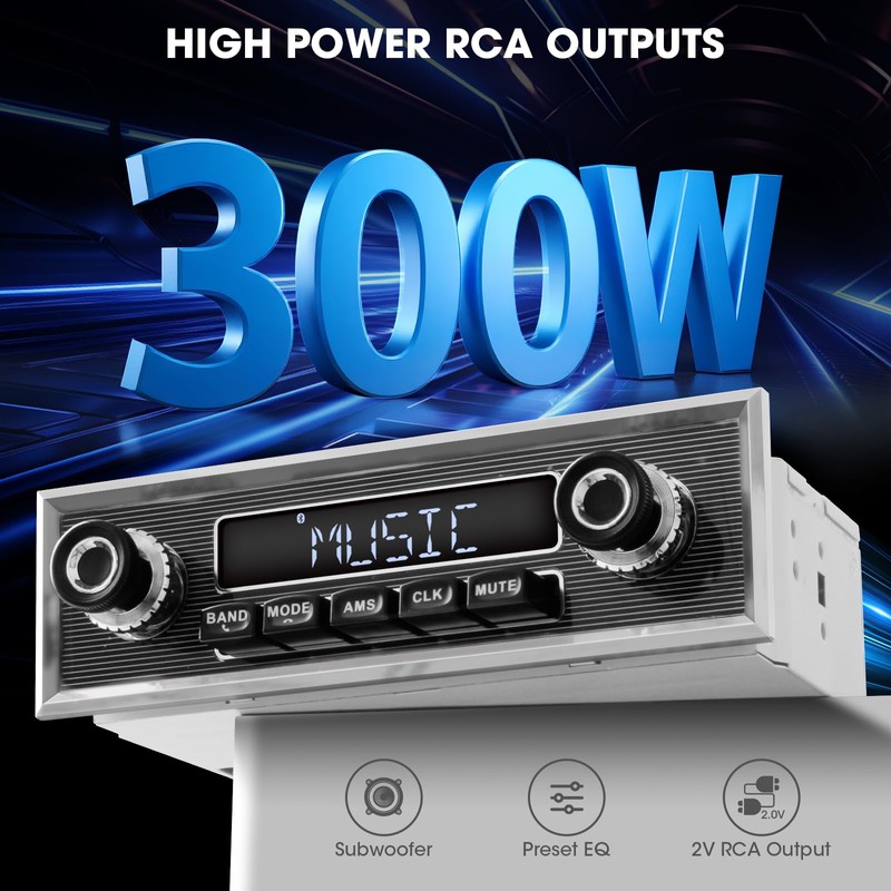 Retro Vintage Radio for Classic Vehicle - Single Din Bluetooth