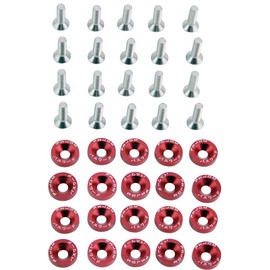 CENPEK 20PCS Fender Bumper Washer Bolt M6x20mm 6061 T6-Grade CNC Billet Aluminum Washer Engine Bay Dress Up Fastener Kit (Red)