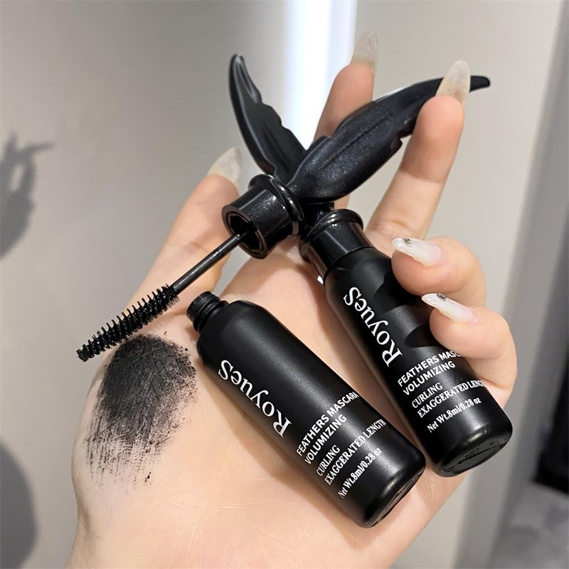 Black feather Mascara, Lengthening and Thick, Long Lasting, Waterproof, Smudge-Proof