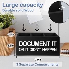 SNNDER Funny Office Gifts for Coworkers Pen Holder for Desk, Human Resources HR Gifts, Work Humor Gifts, Document It or It Didn't Happen Wooden Pen Pencil Holder Organizer for Office Desk Accessories