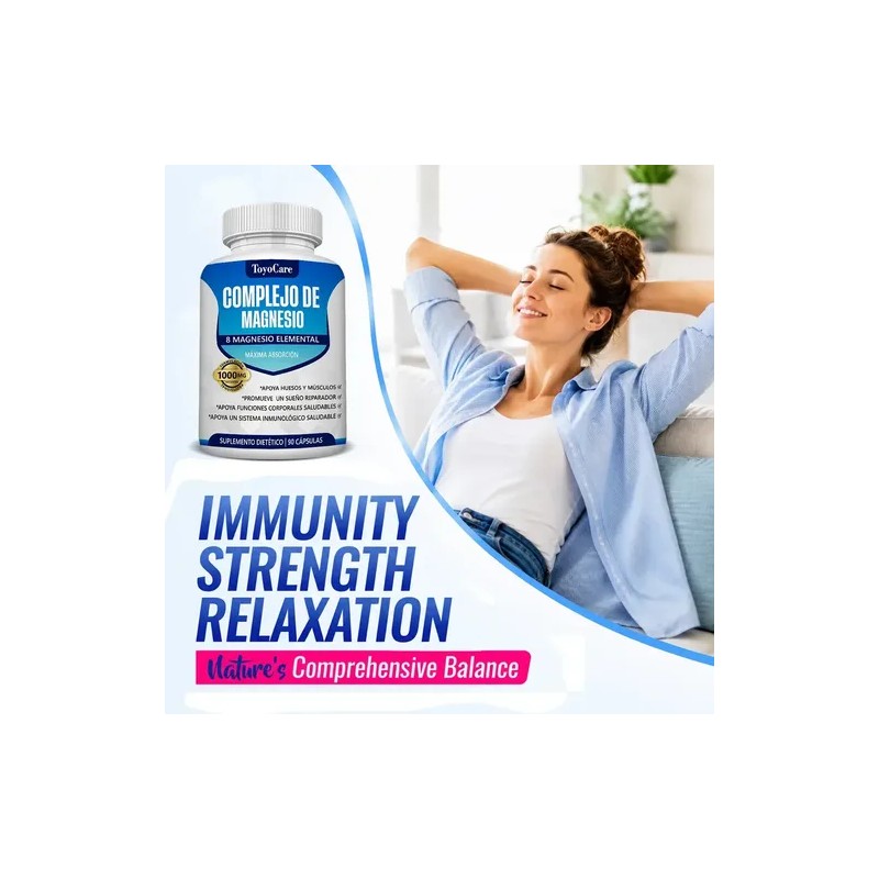 Complejo Magnesio Toyocare Elemental Glicinato Citrato Cápsulas Huesos Músculos Energía