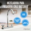 Mezcladora para Fregadero Cruz Baston 8" Entre Orificios | Acero