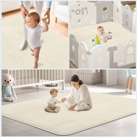 SEPARO Thick Baby Play Mat for Floor,50 x 50 Playpen Mat,Tummy Time Foam Mat,Ultra Soft Support & Plush Feel,Easy Care with Non-Slip Cushioned for Infant,Kids and Toddler Crawling,Beige