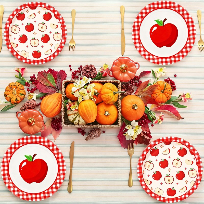40 Pcs Fall Thanksgiving Apples Paper Plates