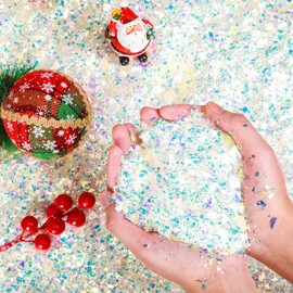 Aoriher Christmas Glitter Blue Snow Metallic Fake Snow for Crafts Foil Confetti Foil Flakes Flocking Powder Decoration Artificial Snow for Christmas Tree New Year Party (0.55 Pound)